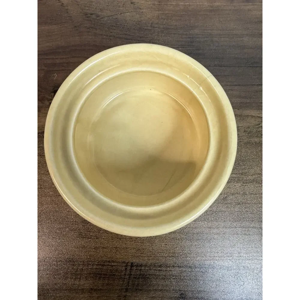 Vintage Pfaltzgraff Sweetener Ceramic Crock Container w/Wooden Lid - Crazing